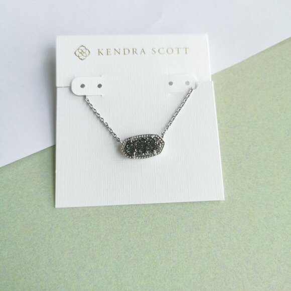 Kendra Scott Elisa Platinum Drusy Necklace - Silver - Picture 1 of 4